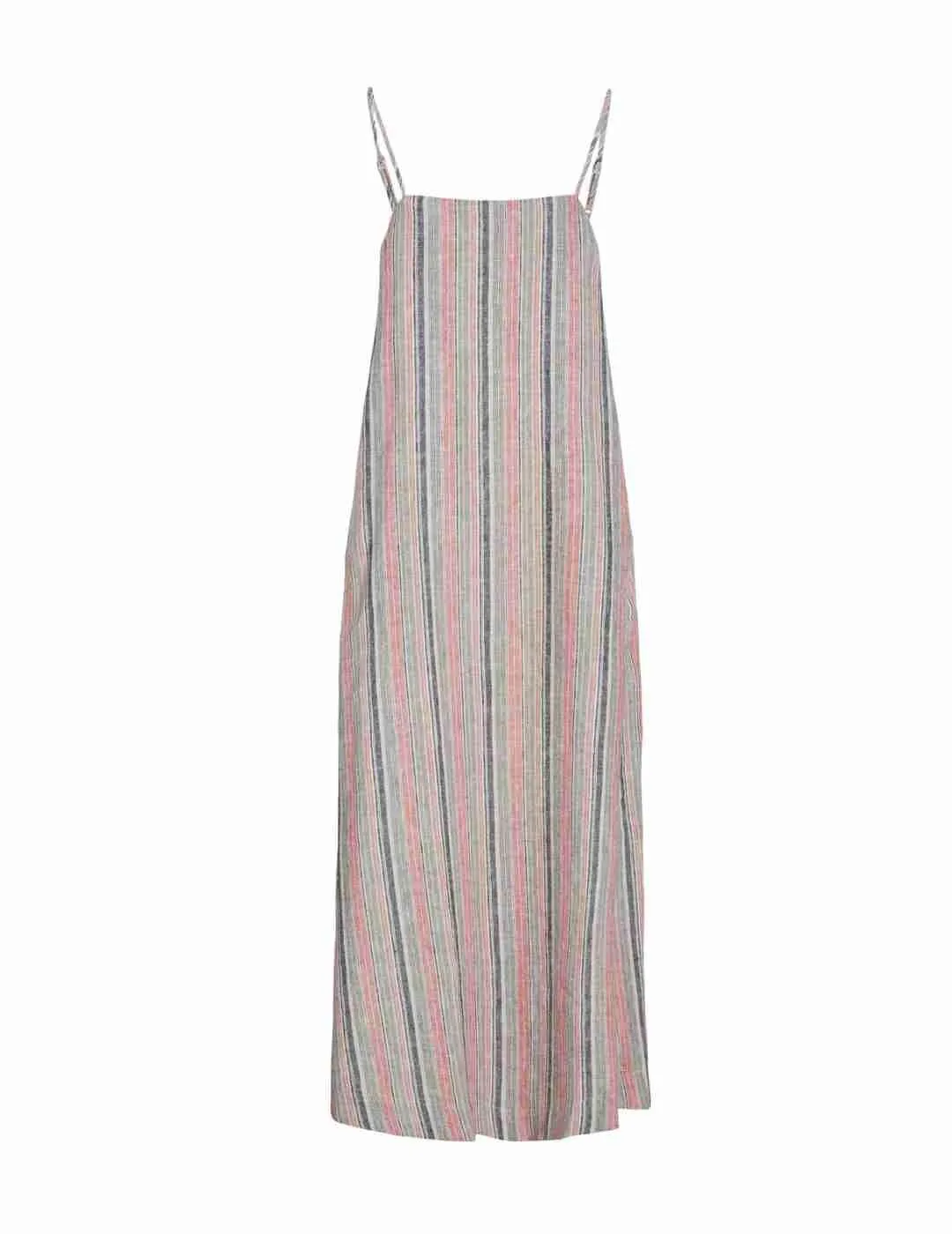 Vestido largo JJXX Raya lino beige con rayas de mujer