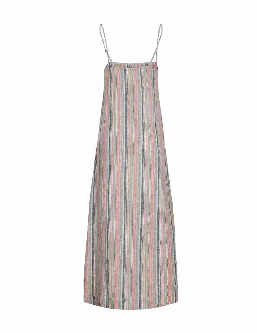Vestido largo JJXX Raya lino beige con rayas de mujer