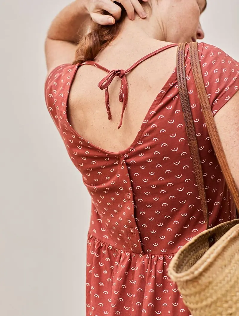 Vestido reversible rojo tetas de algodón orgánico
