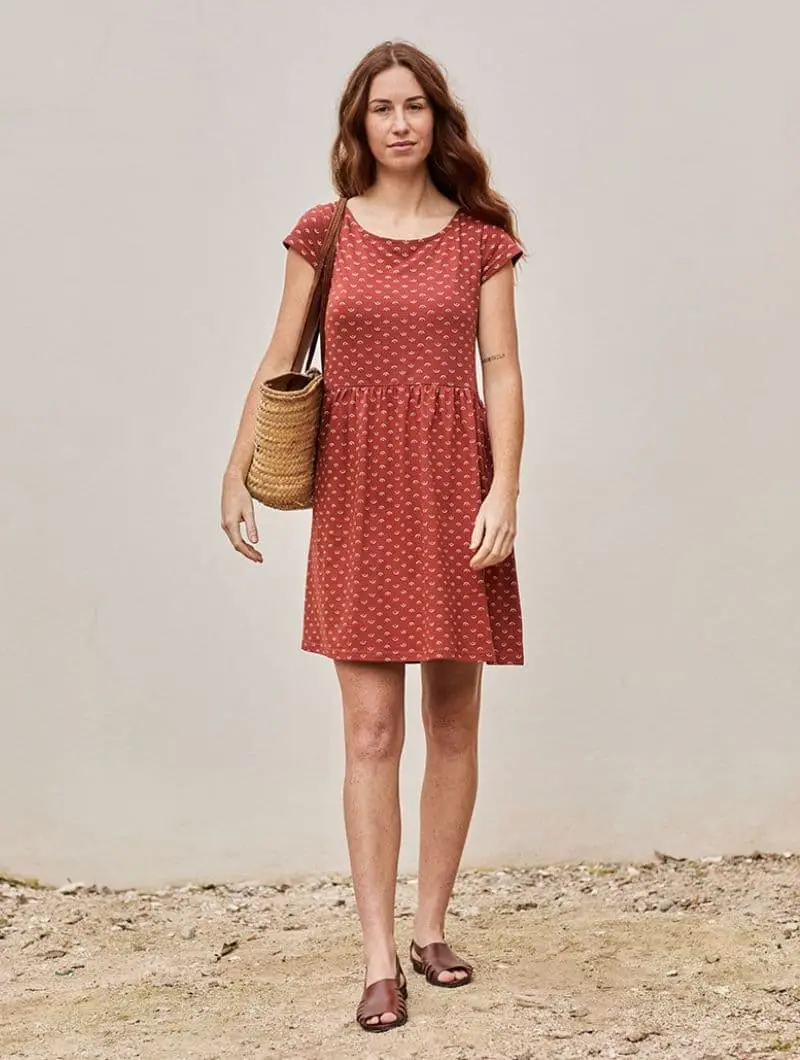 Vestido reversible rojo tetas de algodón orgánico