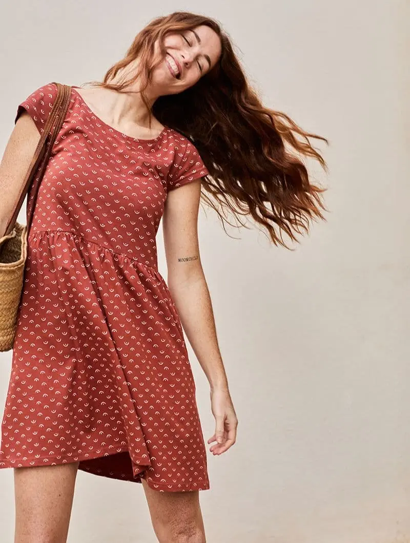 Vestido reversible rojo tetas de algodón orgánico