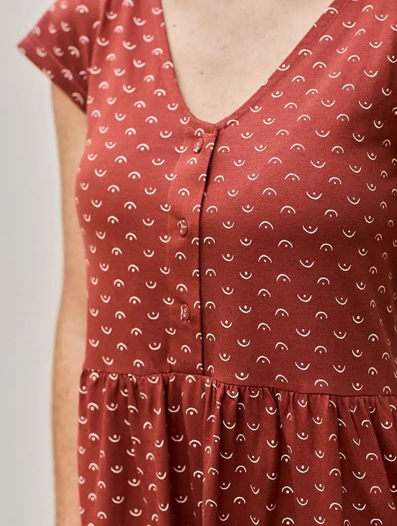 Vestido reversible rojo tetas de algodón orgánico