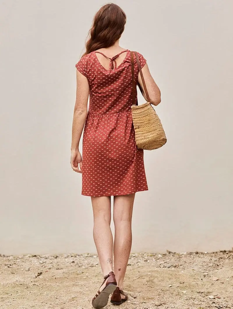 Vestido reversible rojo tetas de algodón orgánico