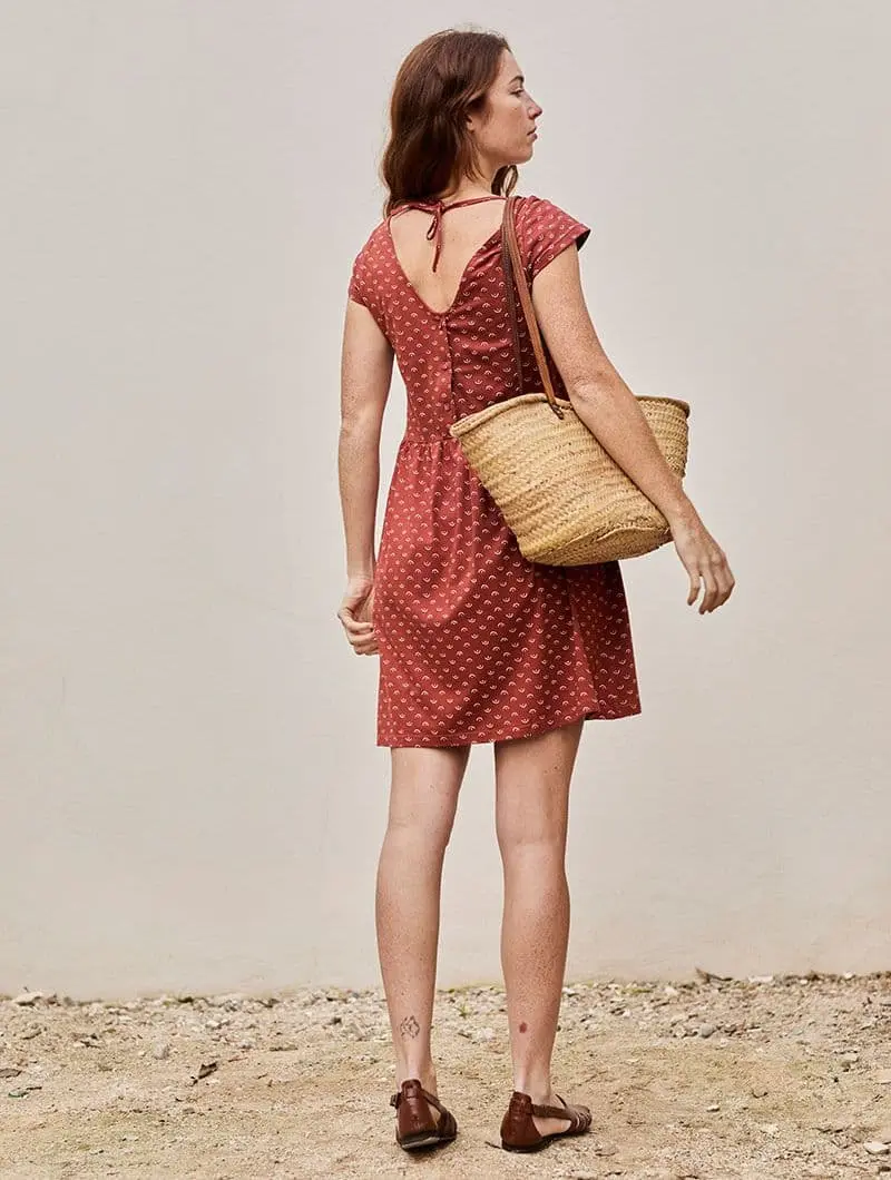 Vestido reversible rojo tetas de algodón orgánico