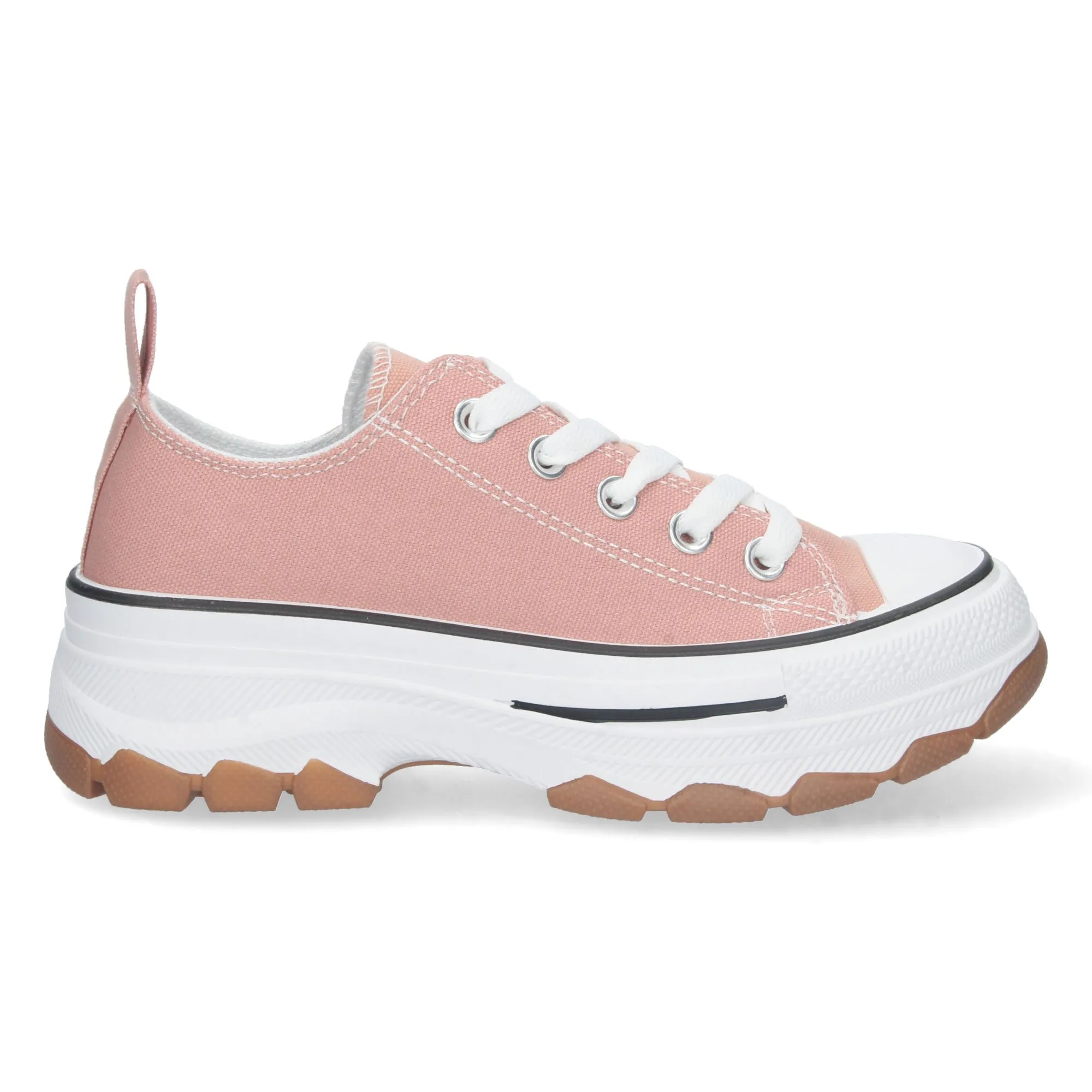 Zapatillas de lona estilo bambas suela plataforma mujer color rosa