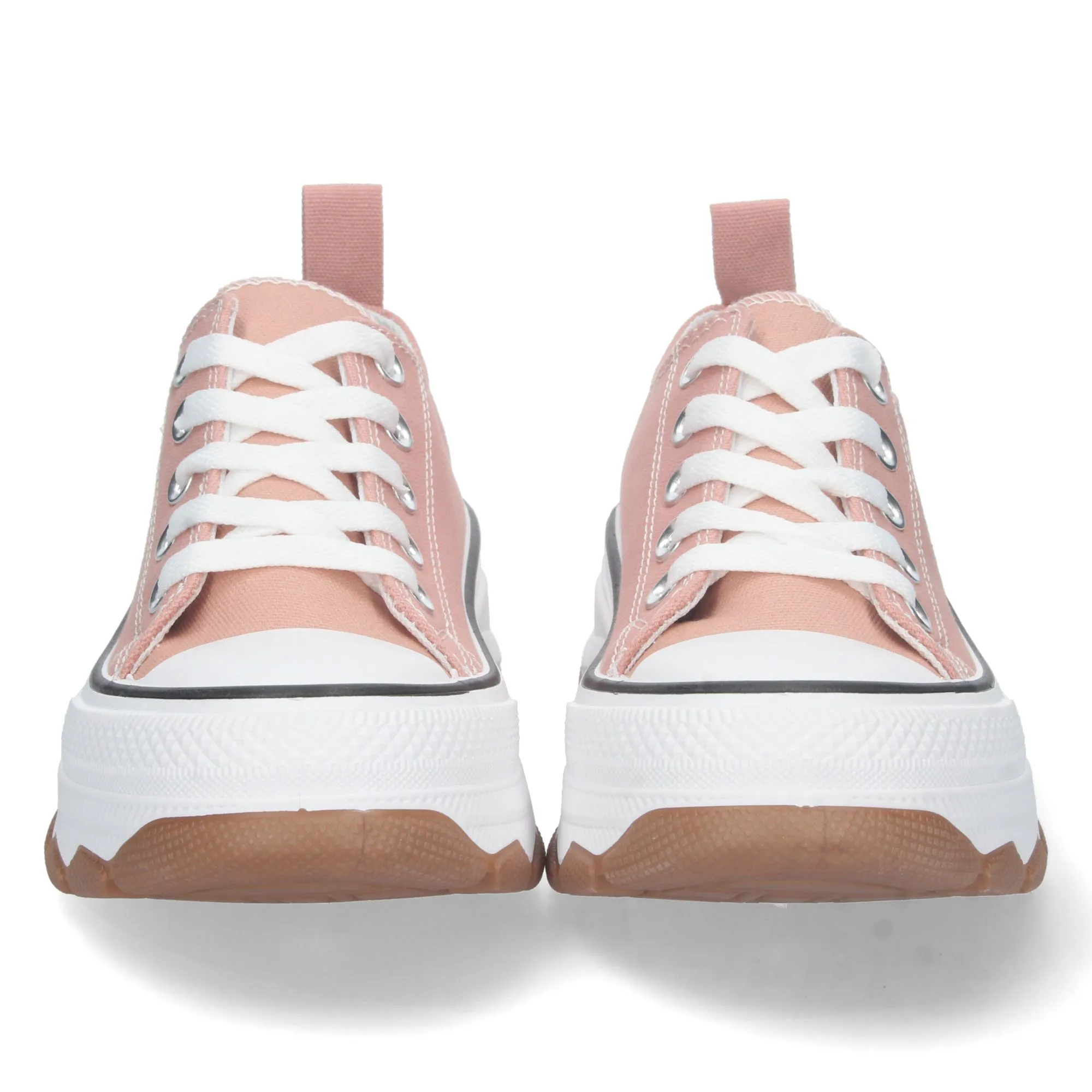 Zapatillas de lona estilo bambas suela plataforma mujer color rosa