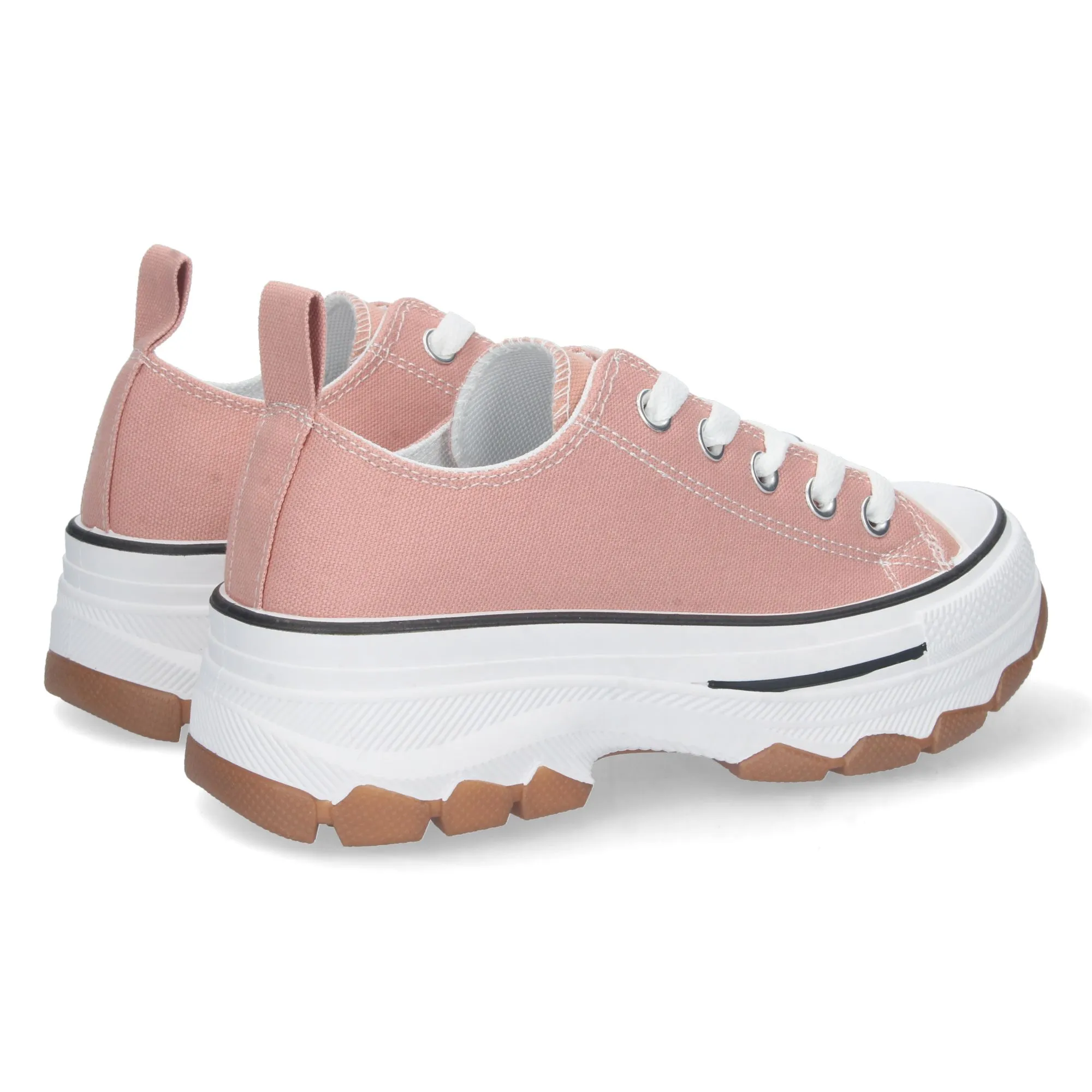 Zapatillas de lona estilo bambas suela plataforma mujer color rosa